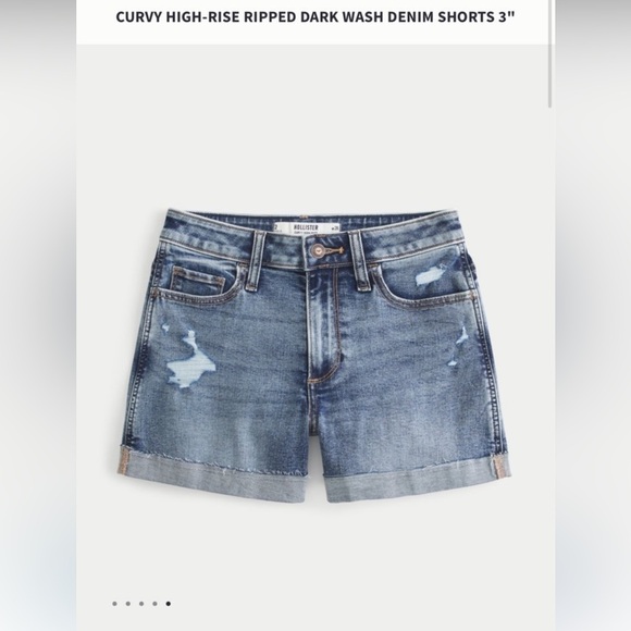 Hollister Pants - Hollister Curvy High-Rise Medium Ripped Wash Denim Shorts Size 32